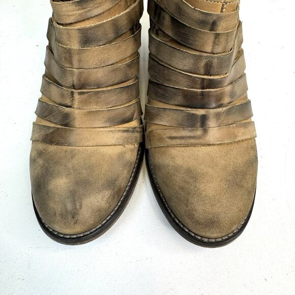 Free People Hybrid Heel Booties Women’s Size 10 EU 41 Tan Leather Ankle Boots - Picture 2 of 11
